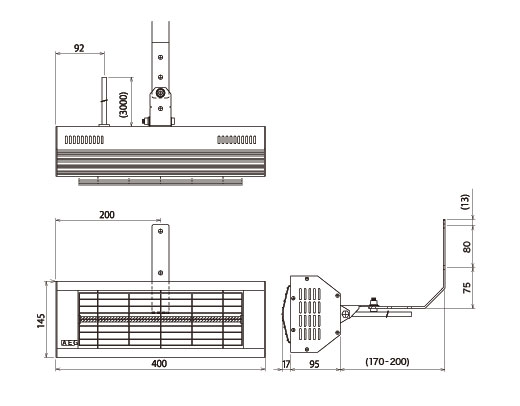 FINE SPOTヒーター(壁掛)IR COMFORT 構造図